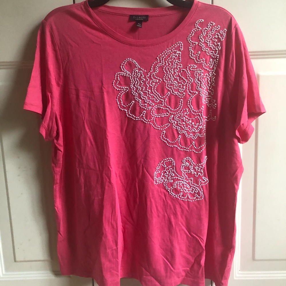 Talbots short sleeved tee with beading detail.